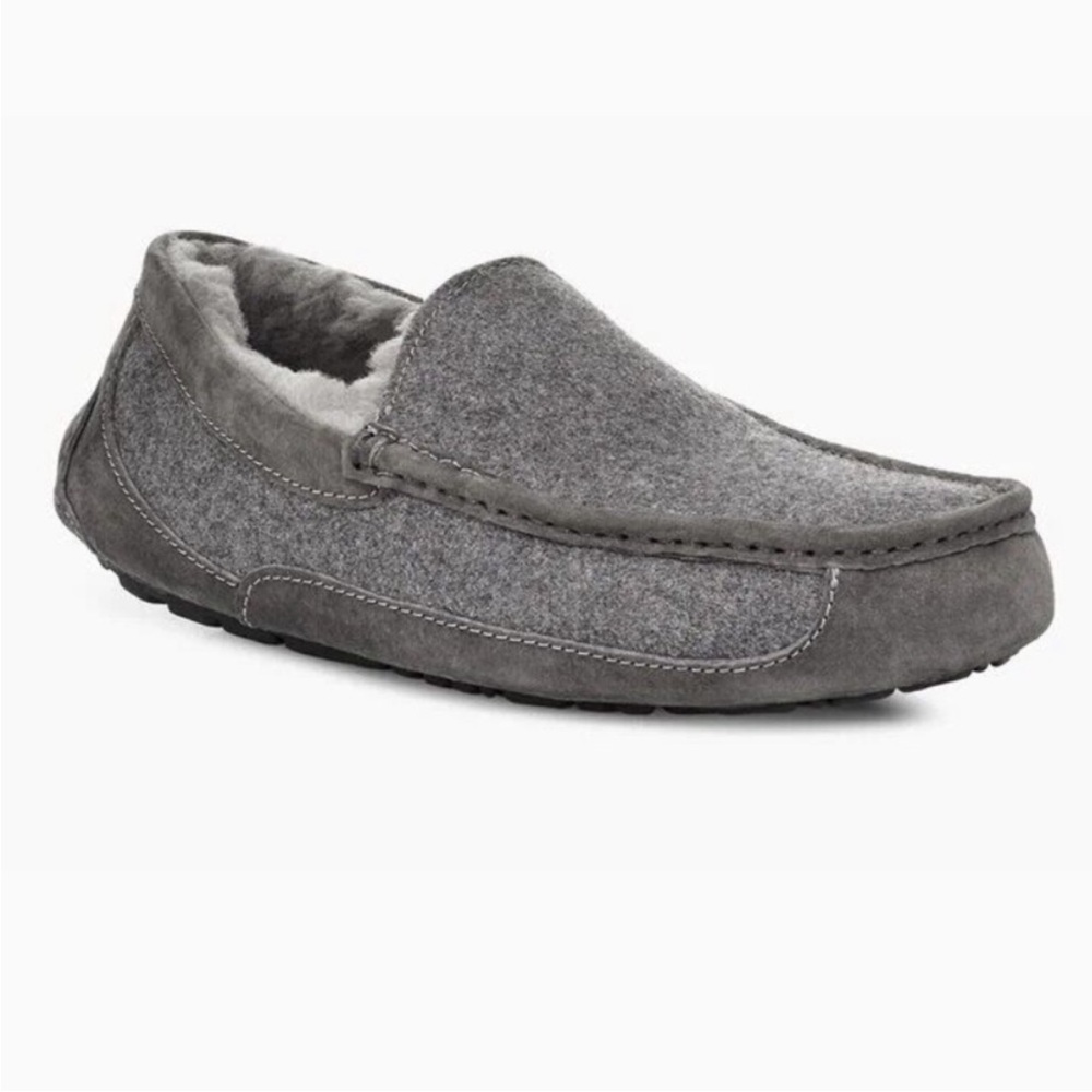 Men's Ugg Ascot Wool Suede Slippers/Loafers in "Metal Gray"